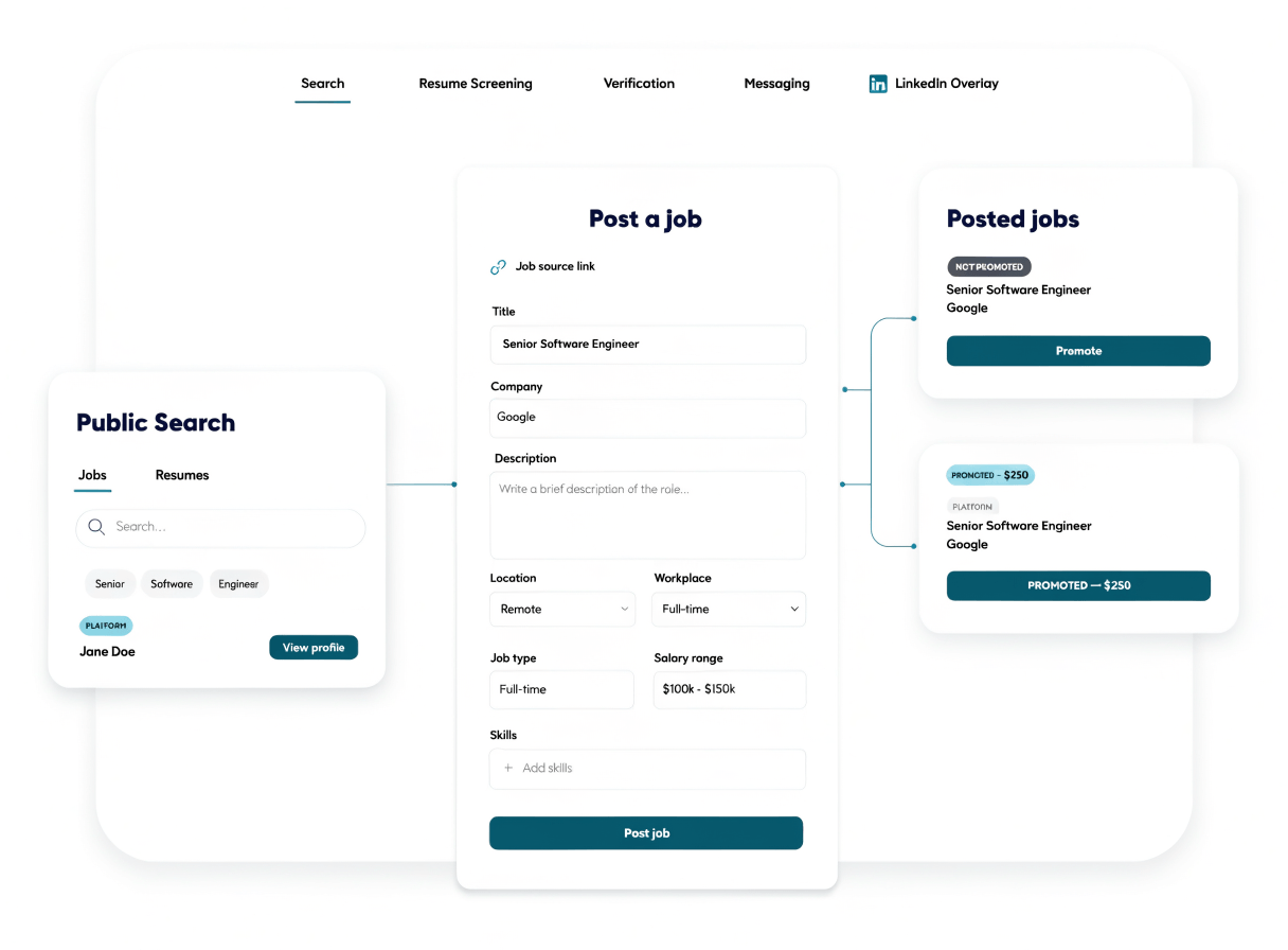 Signr job posting screen showing a free listing prepared for public search.
