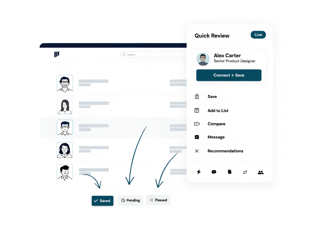 Signr Quick Review panel sorting search results on the page.