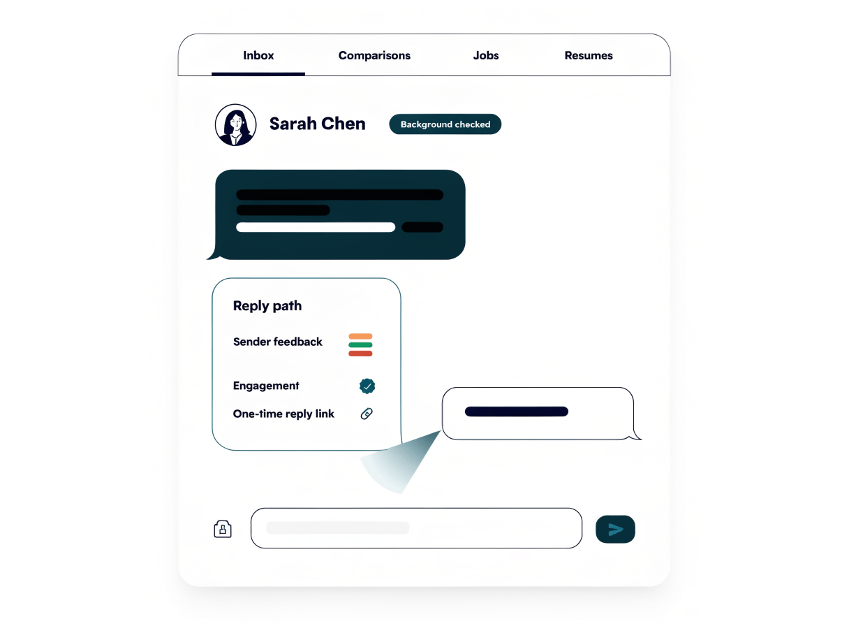 Signr sent message view showing sender feedback, an engagement badge, and a one-time reply link.